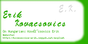 erik kovacsovics business card